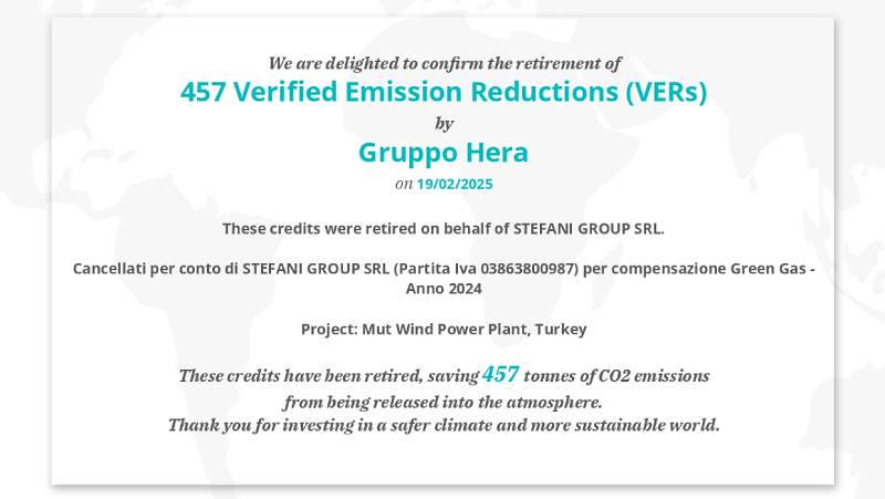 Il nostro cuore green con il Certificato Hera Comm delle emissioni di CO₂