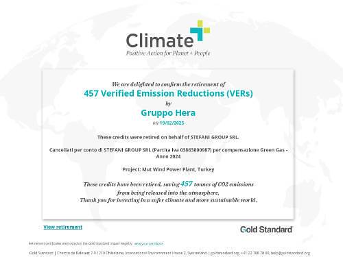 Certificato Hera Comm: Certificazione di Compensazione CO₂