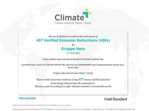 Il nostro cuore green con il Certificato Hera Comm delle emissioni di CO₂