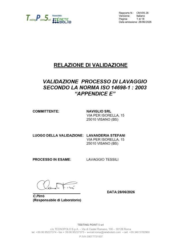 Norma ISO 14698-1:2003, Appendice E - Validazione dei Processi di Lavaggio